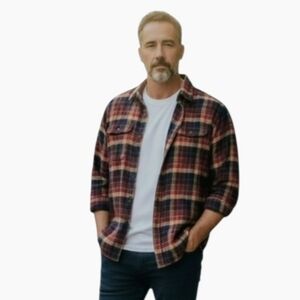 Woolrich Green Label Blue Red Yellow Plaid Cabincore Shacket 4 Pockets men's Med